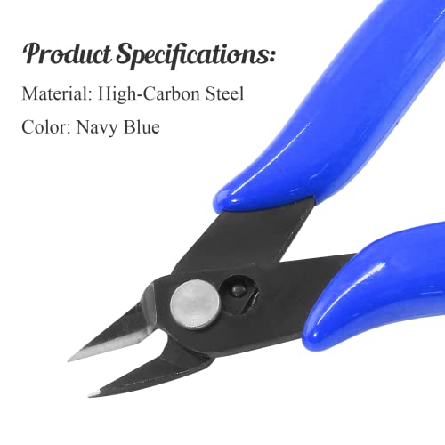 Bivethoi 3pcs Micro Wire Cutters Flush Cut Snips, Small Diagonal Cutters 3D Printer Filament Pliers Tool, Mini Tiny Nippers Zip Tie Cutters for Jewelry Making Model (5 Inch, Navy Blue) - color: Navy Blue