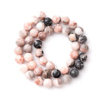 6mm 60pcs DIY Natural Pink Zebra Stone Beads Round Healing Crystal Gemstone Loose Beads for Jewelry Making Handmade Bracelet Necklace - color: Pink Zebra, size: 6mm