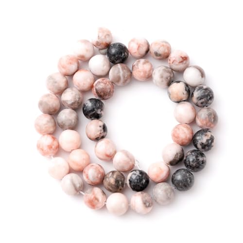 6mm 60pcs DIY Natural Pink Zebra Stone Beads Round Healing Crystal Gemstone Loose Beads for Jewelry Making Handmade Bracelet Necklace - color: Pink Zebra, size: 6mm