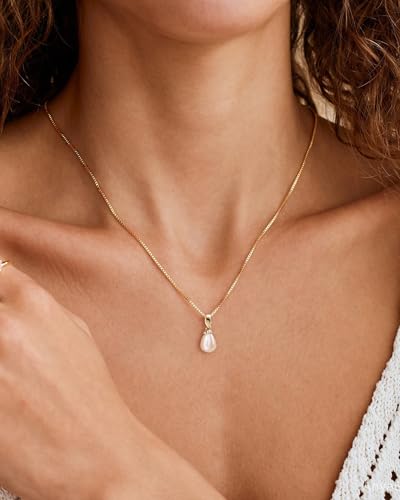 Pearl Necklace for Women- 14K Gold-plated/White Gold-plated Dainty Pearl Necklace for Women - color: Gold CZ pearl 370