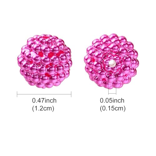 40pcs Round Acrylic Berry Beads, 12mm Large Chunky Bubblegum Beads Loose Spacer Ball Bead for Jewelry Making Earrings Necklaces Bracelets DIY Beading Crafts, Fuchsia - color: Fuchsia