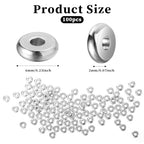 100 Pcs Flat Disc Spacer Beads 6mm Silver Beads with Hole Stainless Steel Spacer Bead Plated Round Loose Charm Caps Bead for DIY Jewelry Making Bracelet Necklace Crafting