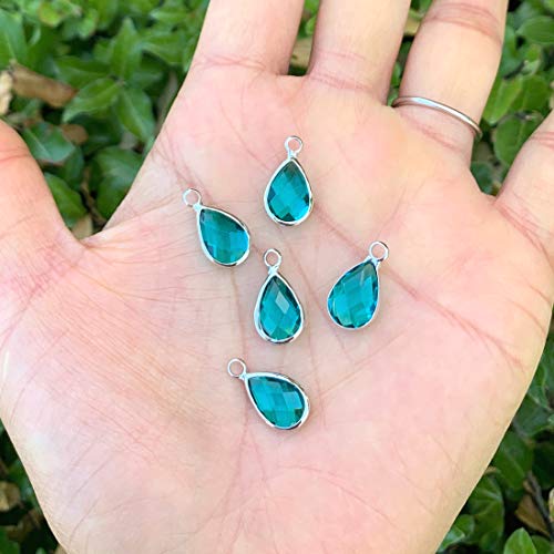 Adabele Grade A Birthstone Pendant Drop 11mm 14mm 16mm Sterling Silver Plated For Personalized Earrings Bracelet Necklace Anklet Pendant Keychain Craft Jewelry Making - color: December (blue), size: 16mm Long - 10pcs