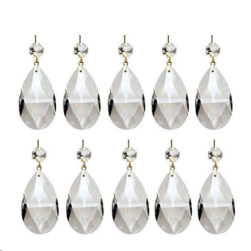 AHIER 10Pcs Clear Crystal Teardrop Chandelier Prism Pendants Shiny Glass Crystals Beads for Light Lamp, Jewelry Making. (Teardrop)