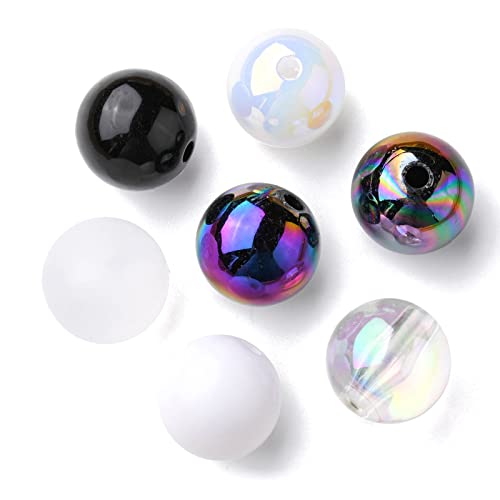 DanLingJewelry 100Pcs 15mm AB Color Round Beads White & Black Acrylic Beads Round Bubblegum Beads Bubble Beads for Jewelry Bracelet Making (MACR-CJ0001-45-CHH) - color: 100pcs - 15mm Round Ⅰ