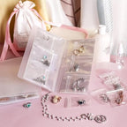 Transparent Jewelry Storage Book Robust Structure Portable Travel Jewelry Organizer Bags for Rings, Necklace, Bracelets-84 grids - size: 84 grids