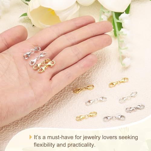 uxcell Bracelet Extender, 925 Sterling Silver Double Lobster Claw Clasps Necklace Extenders, Connector Extension Clasp for DIY Making Jewelry Chain (20mm/0.79", Plating Silver) - color: Plating Silver