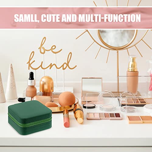 Taiyin Travel Jewelry Case, Bridesmaid Gifts Mini Jewelry Organizer, PU Leather Portable Earring Box for Women Girls - color: Green