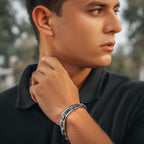MagnetRX® Magnetic Bracelets for Men – Effective Mens Magnetic Bracelet with Carbon Fiber Inlay – Adjustable Length with Included Sizing Tool (Silver) - color: Silver Carbon Fiber (2X Strength)