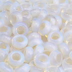 TUMBEELLUWA Natural Gemstone Beads for Jewelry Making, Rondelle Large Hole Loose Beads Pack of 15,Opalite(8x14 mm) - color: White