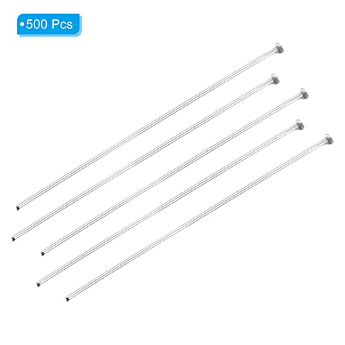 PATIKIL 500Pcs Flat Head Pins for Jewelry Making 50mm Stainless Steel Flat Head Pins Jewelry Head Pins for Craft Earring Bracelet Necklace Pendant Supplies 22 Gauge Silver - size: 50mm