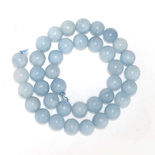 45pcs 8mm Natural Stone Beads Aquamarine Beads Energy Crystal Healing Power Gemstone for Jewelry Making, DIY Bracelet Necklace - color: Aquamarine, size: 8mm