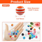 200pcs 8mm Resin Rainbow Beads, Plastic Stripe Multicolor Beads for Jewelry Making, DIY Bracelets, Earrings, Keychains & Craft Projects (Mixed) - color: Mixed