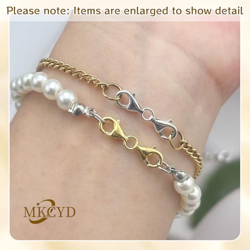 MKCYD 925 Sterling Silver Double Lobster Claw Clasps,Necklace Extender Double Bracelet Clasp and Closures for Jewelry Making (Made in Italy, 9MM) - color: 2Pcs Silver