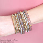 RIAH FASHION Multi Color Stretch Beaded Stackable Bracelets - Layering Bead Strand Statement Wrap Bangles - color: Natural Stone - Turquoise, size: 7.0 Inches Length