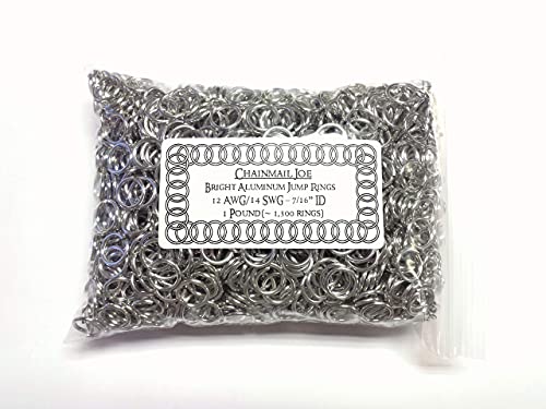 1 Pound Bright Aluminum Chainmail Jump Rings 14G 7/16" ID (1300+ Rings) - size: 14SWG 7/16" ID