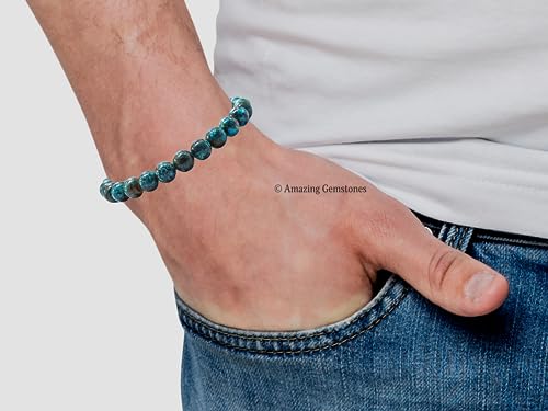 Amazing Gemstone Chrysocolla Bracelet, Gifts For Men & Women - Protection Healing Crystal Bracelet - 8mm Gemstone Beaded Adjustable Bracelet, Pulseras Para Hombres Mujer Stocking Stuffers - color: Chrysocolla
