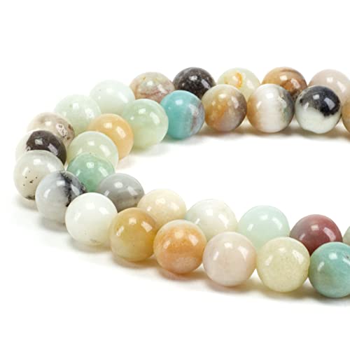 Cherry Tree Collection | 100PCS Gemstone Round Beads for Jewelry Making | Includes Storage Box, Elastic String, and Needles - color: amazonite multi, size: 8mm