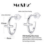 Me&Hz Gold Huggie Earrings Small Huggie Hoop Earrings for Women 14K Gold Plated Hypoallergenic Cubic Zirconia Huggies Mini Silver Hoop Earring for Women - color: Silver,Cross