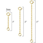 14K Gold Necklace Extenders 925 Sterling Silver Chain Extension Necklace Bracelet Anklet Extender for Jewelry Making (1 2 3 inch) - color: Gold