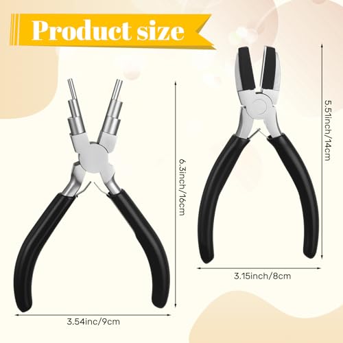 Mudder 2 Pieces Jewelry Making Tool Bail Making Pliers 6 in 1 Jewelry Wire Bending Pliers for Beading Looping Shaping Wire DIY Crafts (Black) - color: Black