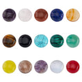 SUPERFINDINGS 30Pcs 15 Styles Natural Cabochon Gemstone 16mm Half Round Dome Flatback Quartz Stone for Necklace Jewelry Making DIY Craft Handmade - size: 16mm