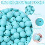 MAIBAOTA 120 Pcs Caribbean Blue Silicone Beads 15 mm Caribbean Blue Beads for Keychain/Pens/Bracelet/Necklace Making Round Silicone Beads Bulk for Craft Making（with Boxed Kits） - color: Caribbean Blue