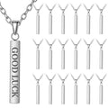 18 Pcs Stainless Steel Rectangle Pendant Necklace Engravable Stainless Steel Rectangular Pendants Stamping Blank Bar Pendant for Birthday and Christmas Gifts