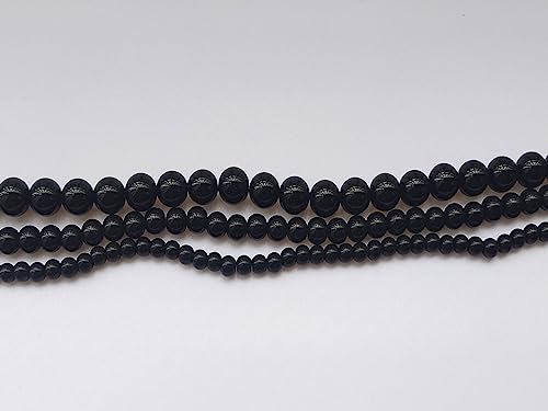 Glass Beads 6mm 140pcs Round Smooth Loose Beads for Bracelet Necklace Jewelry Making Craft DIY（6mm, 50607 Black） - color: Black, size: 6mm
