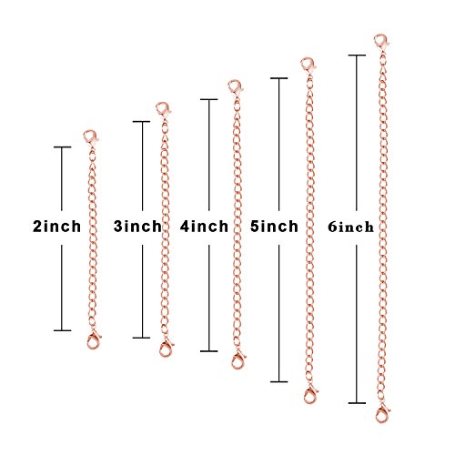 5 Pieces Necklace Extenders eBoot Chain Extenders Set for Necklace Bracelet DIY Jewelry Making (Rose Gold)