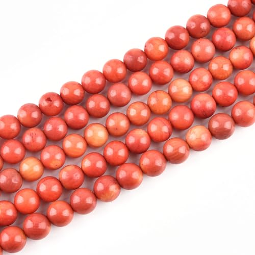 15.5 Inches 5mm Orange Coral Gemstone Round Semi Precious Loose Beads for Jewelry Making - color: Orange 6mm