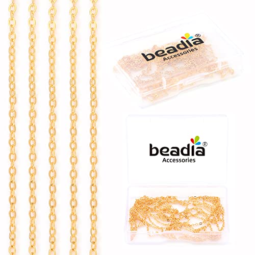 BEADIA 18K Gold Plated O Chains 1.5mm 2 Meters for Jewelry Making Findings - color: O Chain, size: 1.5mm