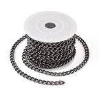 Craftdady 16.4 ft Aluminum Curb Chain Link 8x5mm Twisted Unwelded Oval Cross Chain Link Necklace Chain with Spool for Bracelet Tassel DIY Crafts Jewelry Making - color: Black, 8x5mm