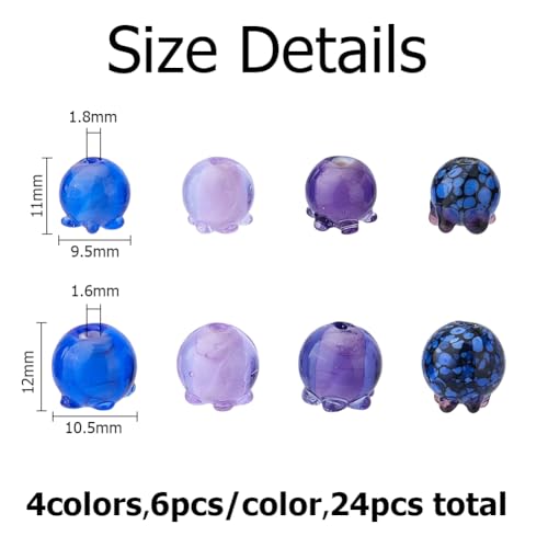 24Pcs Lampwork Glass Blueberry Beads 8 Styles Handmade Fruit Beads Mixed Color Fruit Glass Beads for Jewelry Necklace Bracelets Earrings Making DIY Crafts