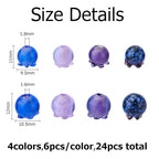 24Pcs Lampwork Glass Blueberry Beads 8 Styles Handmade Fruit Beads Mixed Color Fruit Glass Beads for Jewelry Necklace Bracelets Earrings Making DIY Crafts