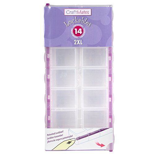 Craft Mates Bead Organizer and Plastic Storage Containers for Crafts, Buttons, Pins and More, 14 Locking Compartments, 2XL, Clear Lids - style: 14 Compartment (2XL)