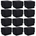 driew 12 Pack Cardboard Drawer Display Jewelry Boxes, Black Gift Boxes Kraft Paper Box Jewelry Gift Packaging Case Sponge Insert and Lids for Rings (2.05x2.05X1.57 Inch)