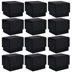 driew 12 Pack Cardboard Drawer Display Jewelry Boxes, Black Gift Boxes Kraft Paper Box Jewelry Gift Packaging Case Sponge Insert and Lids for Rings (2.05x2.05X1.57 Inch)