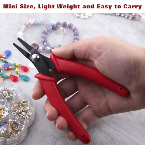 5.5 Inch Mini Flat Nose Pliers Thin Duckbill Pliers with Smooth Jaw for Jewelry Craft Making Beading Hobby Work Craft Supplies - style: Flat Nose Pliers