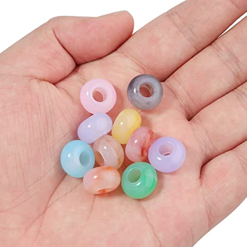 Xeahung 100PCS Acrylic Crystal Beads Round Crackle Beads Charms for Jewelry Making Bracelets Large Hole Spacer Beads for Hanging Charms DIY Art Christmas Ornament Birthday Gifts (Colourful) - color: Colourful