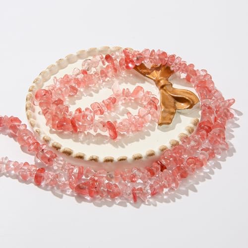 Natural Chip Stone Beads About 200pcs Watermelon Red Stones 5-8mm Irregular Gemstone Healing Crystal Loose Rocks for Bracelet Necklace Earrings Jewelry Making (Watermelon Red) - color: Watermelon Red