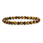 Angelstones Handmade Natural Healing Gemstone 6mm Round Beads Stretch Crystal Bracelet 7 Inch Unisex - color: Golden Tiger Eye