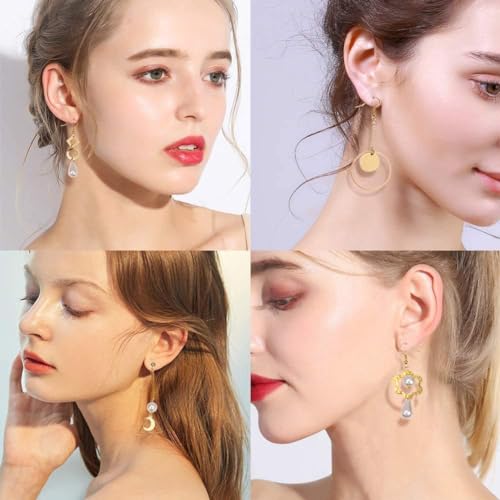 SUNNYCLUE 1 Box DIY 10 Pairs Geometric Hollow Earring Making Starter Kit Classic Round Square Heart Triangle Charm Connector, Earring Stud Hooks Jewelry Making Supplies Craft, Golden, Instruction - color: Diy 10 Pairs Earrings-style 1
