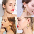SUNNYCLUE 1 Box DIY 10 Pairs Geometric Hollow Earring Making Starter Kit Classic Round Square Heart Triangle Charm Connector, Earring Stud Hooks Jewelry Making Supplies Craft, Golden, Instruction - color: Diy 10 Pairs Earrings-style 1
