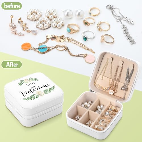 Kacctyen 12 Pieces Mini Travel Jewelry Case Bulk You Are Amazing Loved Mother's Day Church Gifts Green Leaf Gifts for Secretary Mothers Party Girls Leather Travel Jewelry Case - color: Green Leaf
