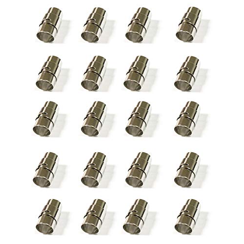 20PCS Cord End Caps for Jewelry Making, Magnetic Clasps for Leather with Locking Leather Rope Necklace/Bracelet Buckle(Silver 6mm)