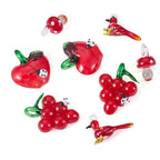 Beadthoven 8Pcs Handmade Lampwork Glass Beads Charm Red Glass Crystal Bird Mushroom Grape Apples Cute Glass Beads for DIY Spring Jewelry Making Bracelets Necklace Earrings Keychain - color: Red