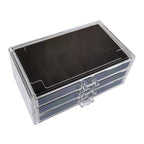 YUFONG Earring Organizer Box Acrylic Jewelry Organizer with 3 Drawers 54 Adjustable Grids Clear Stackable Earring Holder Velvet Trays Ring Display Case for Women Girls (Black) - color: Black