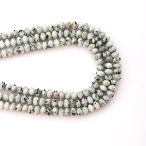Faceted 4x6mm Natural Kiwi Jasper Stone Rondelle Spacer Gemstone Beads Loose Semi Gemstone Beads for Jewelry Making - color: Kiwi Jasper