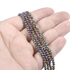Metallic Rainbow Coated Hematite 3mm Faceted Gemstone Round Loose Beads Strand 15.5-16" DIY Jewelry Making - color: Metallic Rainbow Coated Hematite